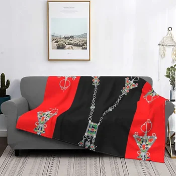 Плед-фланелевое одеяло с рисунком керамики Kabyle, Мягкое, легкое, теплое, с геометрическим рисунком, диван Amazigh, автомобильные постельные принадлежности, декор, подарки для взрослых