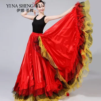 Костюмы для танца живота для взрослых женщин, юбка для испанской корриды, открывающая танец, Красная юбка с большими свингами, цыганская одежда для выступлений