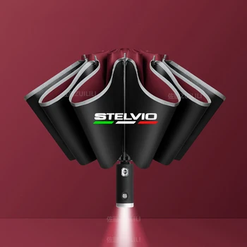 Автоматический автомобильный зонт со светодиодным фонариком со светоотражающей полосой, зонт заднего вида для автомобильных аксессуаров Alfa Romeo Stelvio